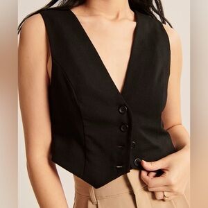 ABERCROMBIE & FITCH Black Suit Vest Cropped